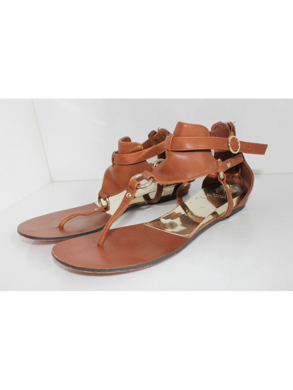 Vince Camuto Arentha Cognac Leather Sandals Brown Women’s Size 9